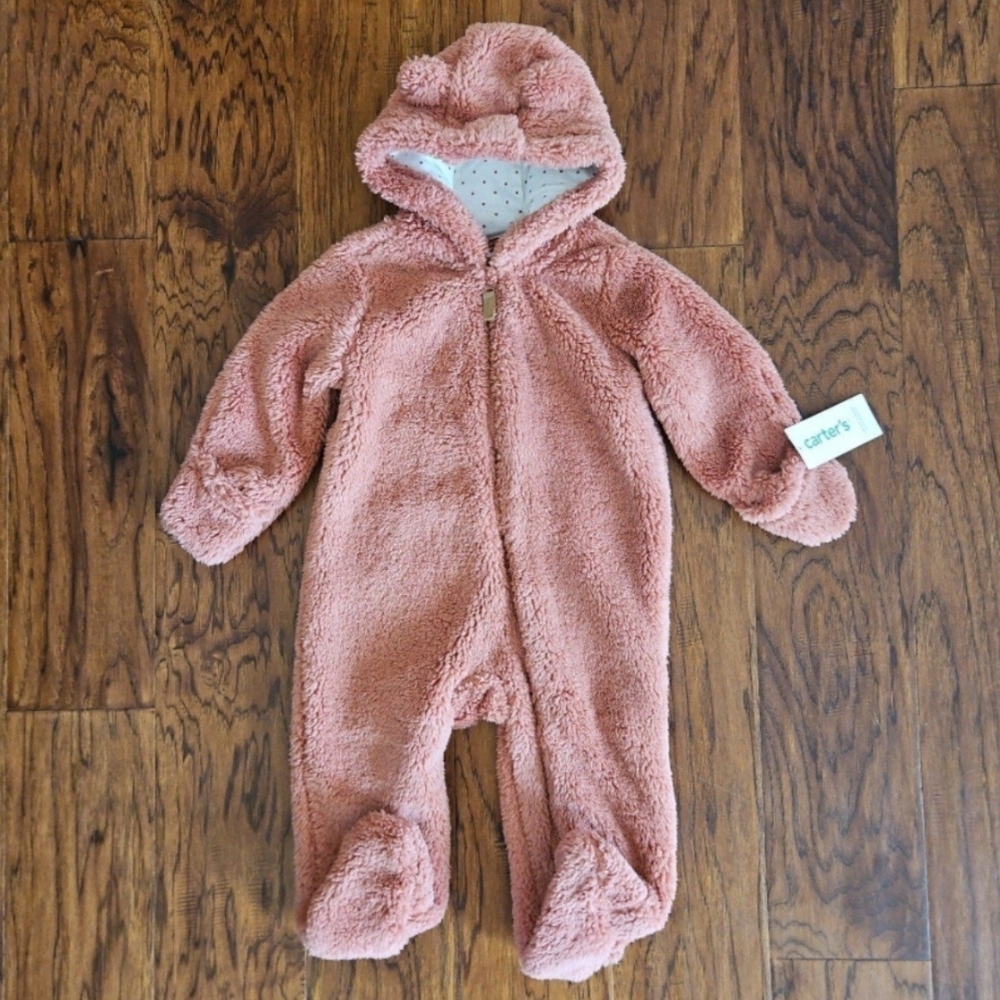 NEW Carter's 9 Month Baby Girl Pink Coat Winter Snowsuit